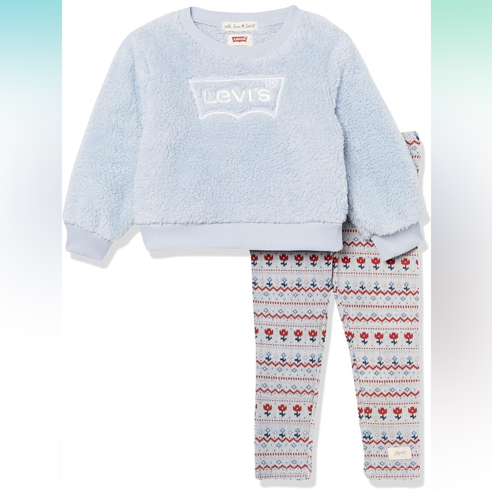 Levi's baby-girls Crewneck Sweatshirt and Joggers 2-piece Outfit Set